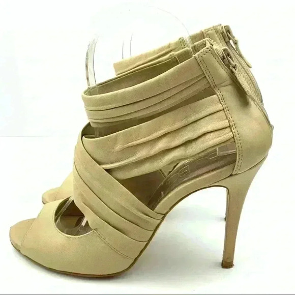 Bcbg Paris Womens caged open toe heels size 7 37 cream leather strappy party - Picture 5 of 12